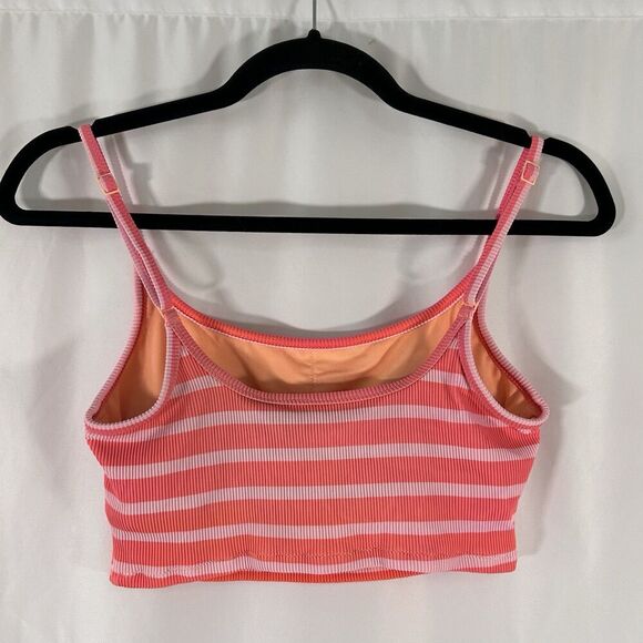 Aerie Swim Top Women's Small Orange Striped Ribbed Padded Pullover Tank - Picture 3 of 6